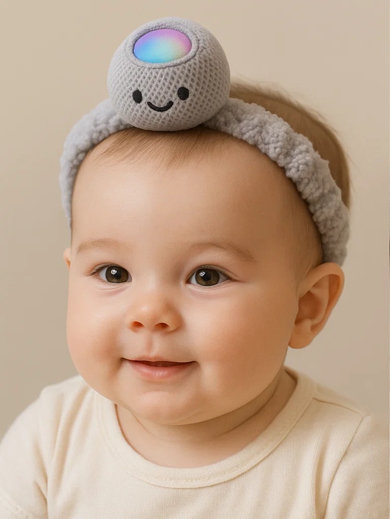 AI Assistant Baby Headband – Plush Smart Speaker-Inspired Design